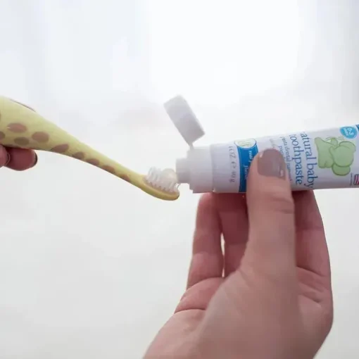 Dr. Brown - Conjunto de escova de dentes de treinamento com creme dental sem flúor de morango