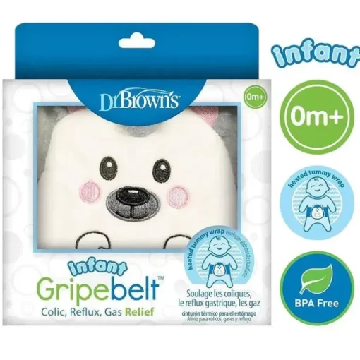 Dr Brown - Gripebelt infantil para alívio de cólicas, envoltório de barriga aquecido, ouriço, 0-3m