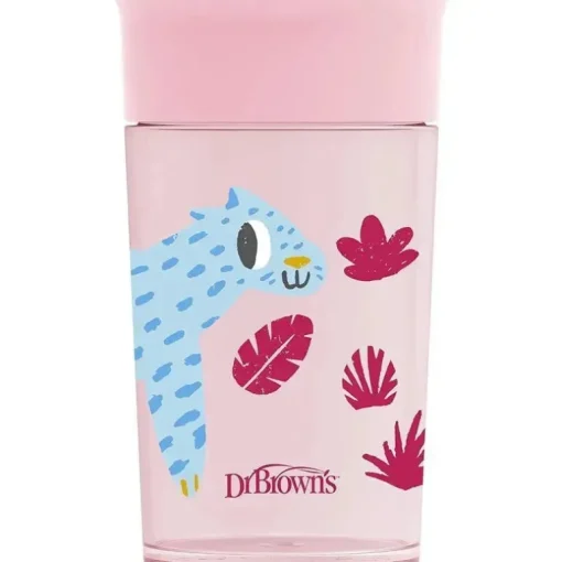 Dr Brown - Milestones Cheers 360 Transition Sippy Cup, Pink Leopard, 10 onças