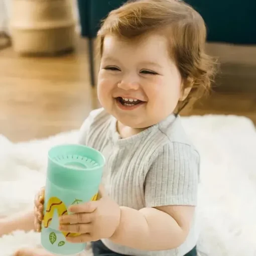 Dr Brown - Milestones Cheers 360 Transition Sippy Cup, jacaré azul e cobra turquesa, 10 onças, pacote com 2