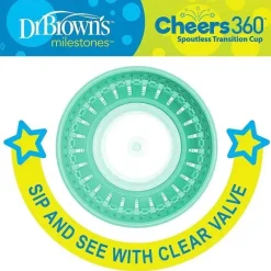Dr Brown - Milestones Cheers 360 Transition Sippy Cup, jacaré azul e cobra turquesa, 10 onças, pacote com 2