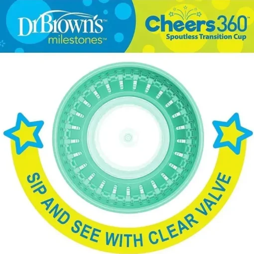 Dr Brown - Milestones Cheers 360 Transition Sippy Cup, jacaré azul e cobra turquesa, 10 onças, pacote com 2