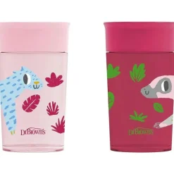 Dr Brown - Milestones Cheers 360 Transition Sippy Cup, Pink Leopard e Red Lemur, 10 onças, 2 unidades