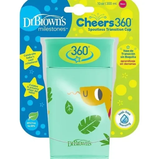 Dr Brown - Milestones Cheers 360 Transition Sippy Cup, cobra turquesa, 10 onças