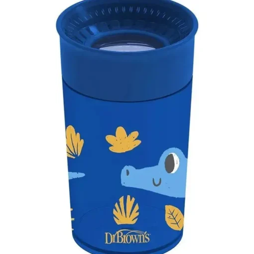 Dr Brown - Milestones Cheers 360 Transition Sippy Cup, jacaré azul e cobra turquesa, 10 onças, pacote com 2