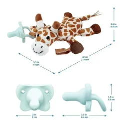 Dr Brown - Porta-chupeta e mordedor Baby Lovey, girafa com HappyPaci verde, 0-6m