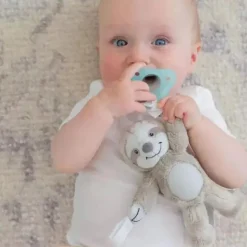 Dr. Brown - Porta-chupeta e mordedor Lovey com chupeta de silicone HappyPaci, preguiça