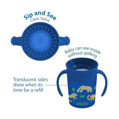 Dr. Brown - Smooth Wall Cheers360 Cup W/ Handles, 7 Oz/200 Ml, Blue Deco (6M+), 1-Pack