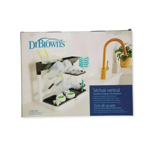 Dr Brown - Torre de secagem, rack de secagem vertical, secagem de mamadeiras de bancada com armazenamento organizado