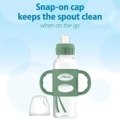 Dr. Brown's - 8 onças/250 ml Frasco com canudinho estreito com alças de silicone, verde