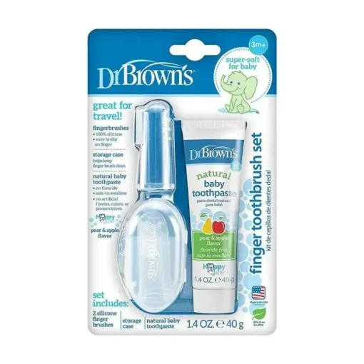 Dr. Brown's - 2 unidades de escova de dedo de silicone com pasta de dente