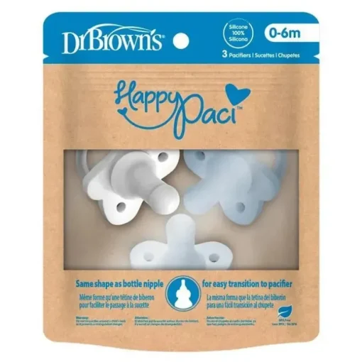 Dr. Brown's - 3 unidades Happypaci chupeta de silicone de peça única, azul