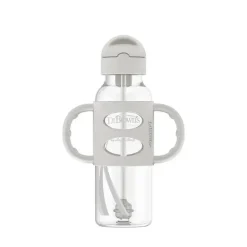Dr. Brown's - Garrafas de Canudo Estreitas com Alças de Silicone, Cinza
