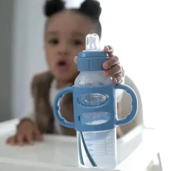 Dr. Brown's - Milestones Garrafa estreita com canudinho e alças de silicone, azul claro