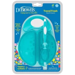 Dr. Brown's Travel Fresh Tigela E Colher, 1 Pacote, Turquesa