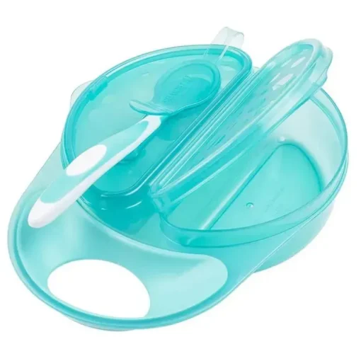 Dr. Brown's Travel Fresh Tigela E Colher, 1 Pacote, Turquesa
