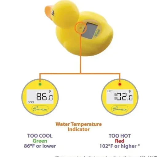 Dreambaby - Monitor de segurança de temperatura de brinquedo flutuante, pato amarelo