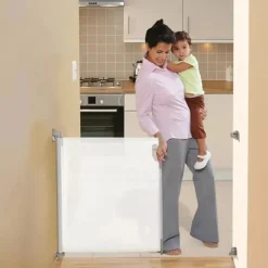 Dreambaby - Portão retrátil de malha para bebês interno/externo