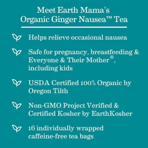 Earth Mama - Chá Orgânico de Gengibre para Náusea