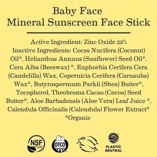 Earth Mama - Protetor Solar Mineral Rosto de Bebê FPS 40