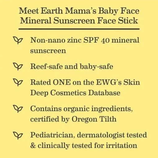 Earth Mama - Protetor Solar Mineral Rosto de Bebê FPS 40
