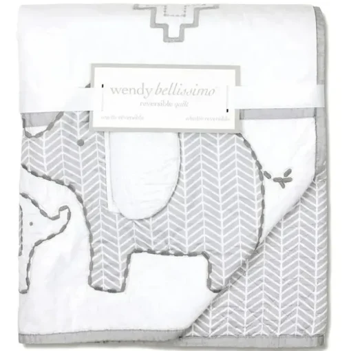 Edredão reversível Wendy Bellissimo Hudson Elephant, cinza/branco