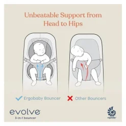 Ergobaby - Evolve Bouncer 3 em 1, cinza carvão