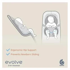 Ergobaby - Evolve Bouncer 3 em 1, cinza carvão