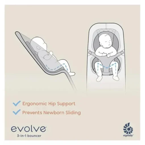 Ergobaby - Evolve Bouncer 3 em 1, cinza carvão