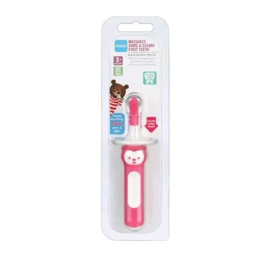 Escova de dentes massageadora MAM 3+ meses, limpador de gengiva e massageador - rosa