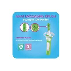 Escova de dentes massageadora MAM 3+ meses, limpador de gengiva e massageador - rosa