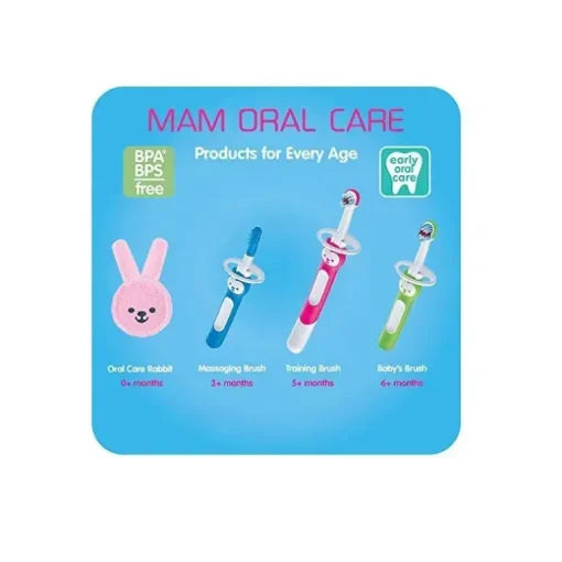 Escova de dentes massageadora MAM 3+ meses, limpador de gengiva e massageador - rosa