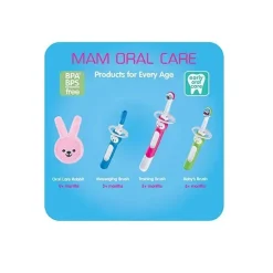 Escova de dentes massageadora MAM 3+ meses, limpador de gengiva e massageador - azul