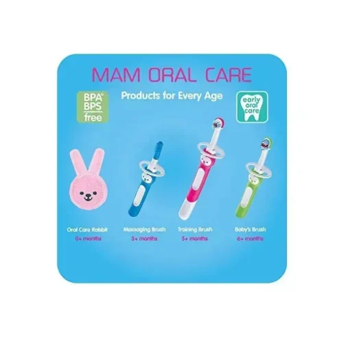 Escova de dentes massageadora MAM 3+ meses, limpador de gengiva e massageador - azul