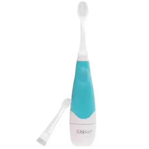 Escova de dentes sônica de 2 estágios Bbluv Sonik para bebês e crianças pequenas, branca/acqua