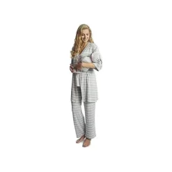 Everly Grey – Conjunto de calças PJ de maternidade e enfermagem 3Pk Analise para mamãe, Heather Grey