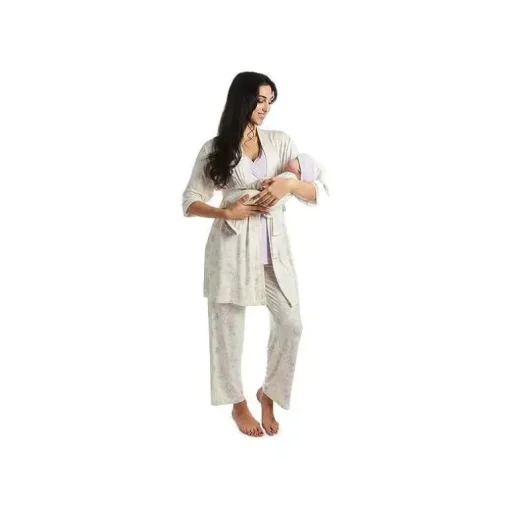 Everly Grey - Conjunto de calças PJ de maternidade e enfermagem 3Pk Analise para mamãe, Bali