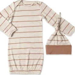 Everly Grey – Conjunto de calça PJ de maternidade e amamentação para mamãe e bebê, listra Mocha, pequeno