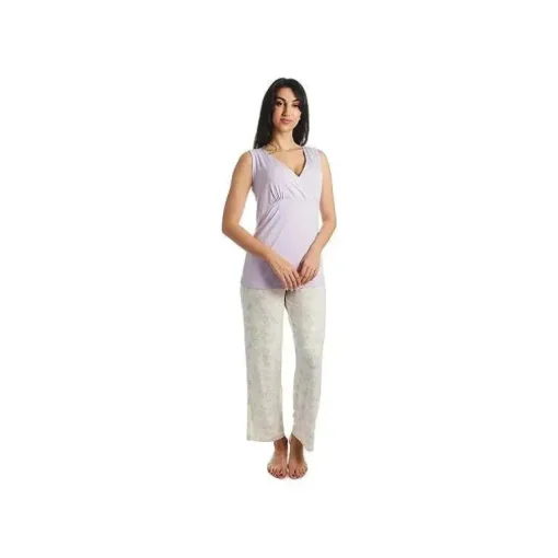 Everly Grey - Conjunto de calças PJ de maternidade e enfermagem 3Pk Analise para mamãe, Bali
