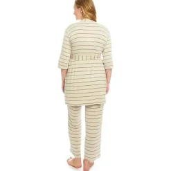 Everly Grey – Conjunto de calça PJ de maternidade e amamentação para mamãe e bebê, listra Mocha, pequeno