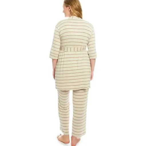 Everly Grey – Conjunto de calça PJ de maternidade e amamentação para mamãe e bebê, listra Mocha, pequeno