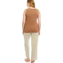 Everly Grey – Conjunto de calça PJ de maternidade e amamentação para mamãe e bebê, listra Mocha, pequeno