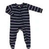 Everly Grey - Footie cinza bebê, 3-6 meses, listra azul marinho