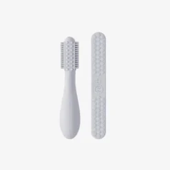 Ezpz - Escova de dentes Baby-Led™ + Depressor de língua sensorial, pacote duplo, estanho