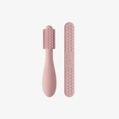 Ezpz - Escova de dentes Baby-Led™ + Depressor de língua sensorial Pacote duplo, blush