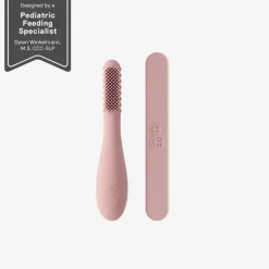 Ezpz - Escova de dentes Baby-Led™ + Depressor de língua sensorial Pacote duplo, blush