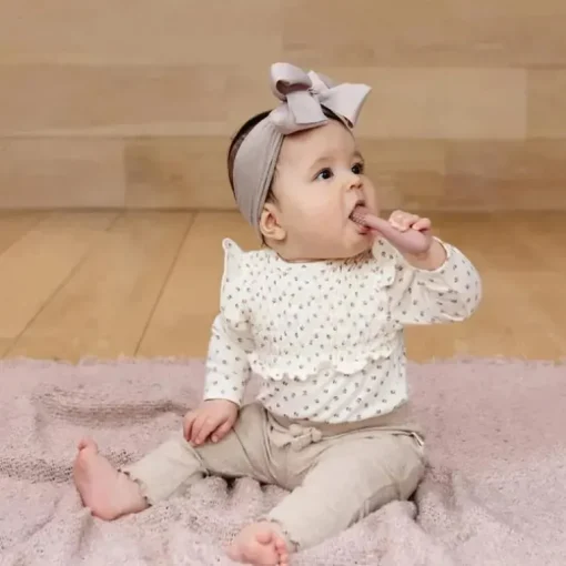Ezpz - Escova de dentes Baby-Led™ + Depressor de língua sensorial Pacote duplo, blush