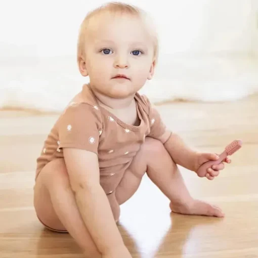 Ezpz - Escova de dentes Baby-Led™ + Depressor de língua sensorial Pacote duplo, blush
