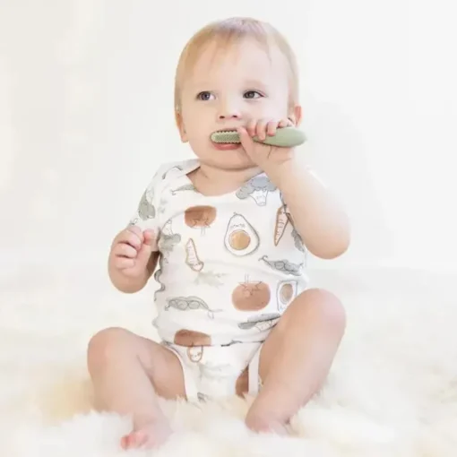 Ezpz - Escova de dentes Baby-Led™ + Depressor de língua sensorial Pacote duplo, Sage