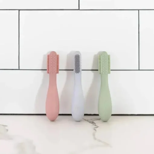 Ezpz - Escova de dentes Baby-Led™ + Depressor de língua sensorial Pacote duplo, blush
